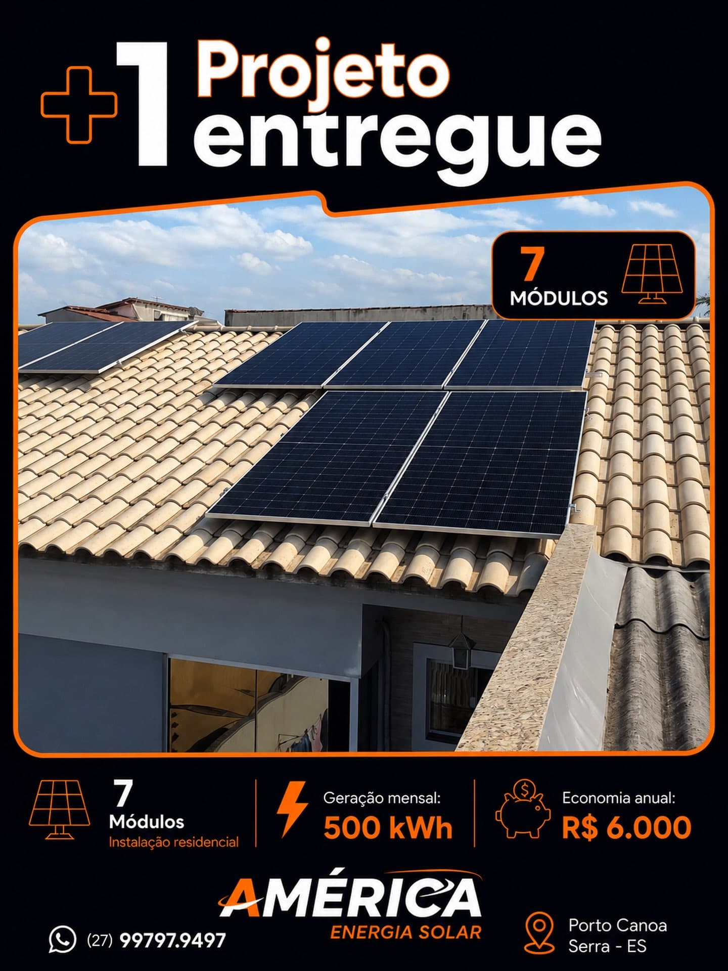 Arte de projeto residencial entregue com painéis solares em telhado